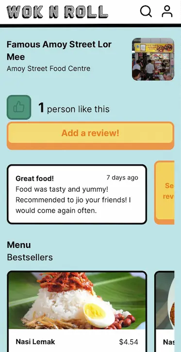 the review page of Wok N Roll