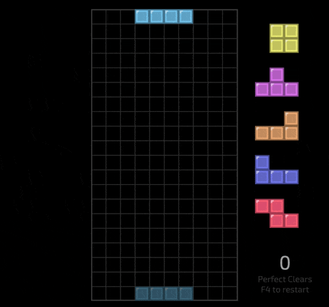 a game of tetris where a perfect clear is achieved